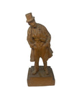 Scultura Legno Uomo Con Cilindro E Mani In Tasca H 42cm