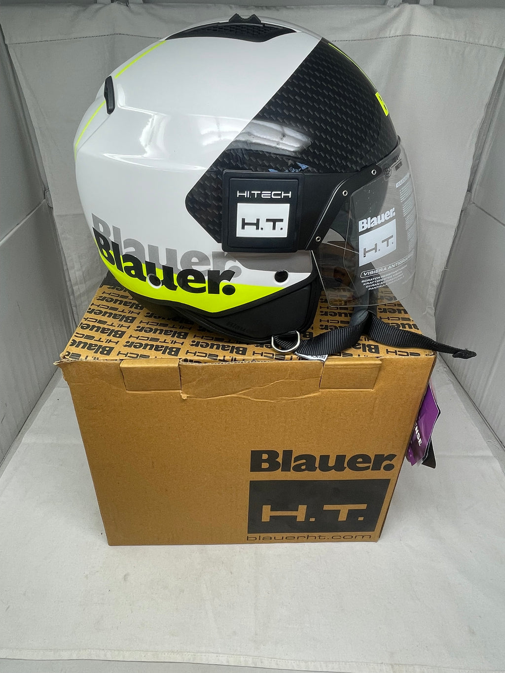 Blauer Casco Ht-bet Bianco Nero Giallo Mod.12cbkh010103 Misura Xl Nuovo!