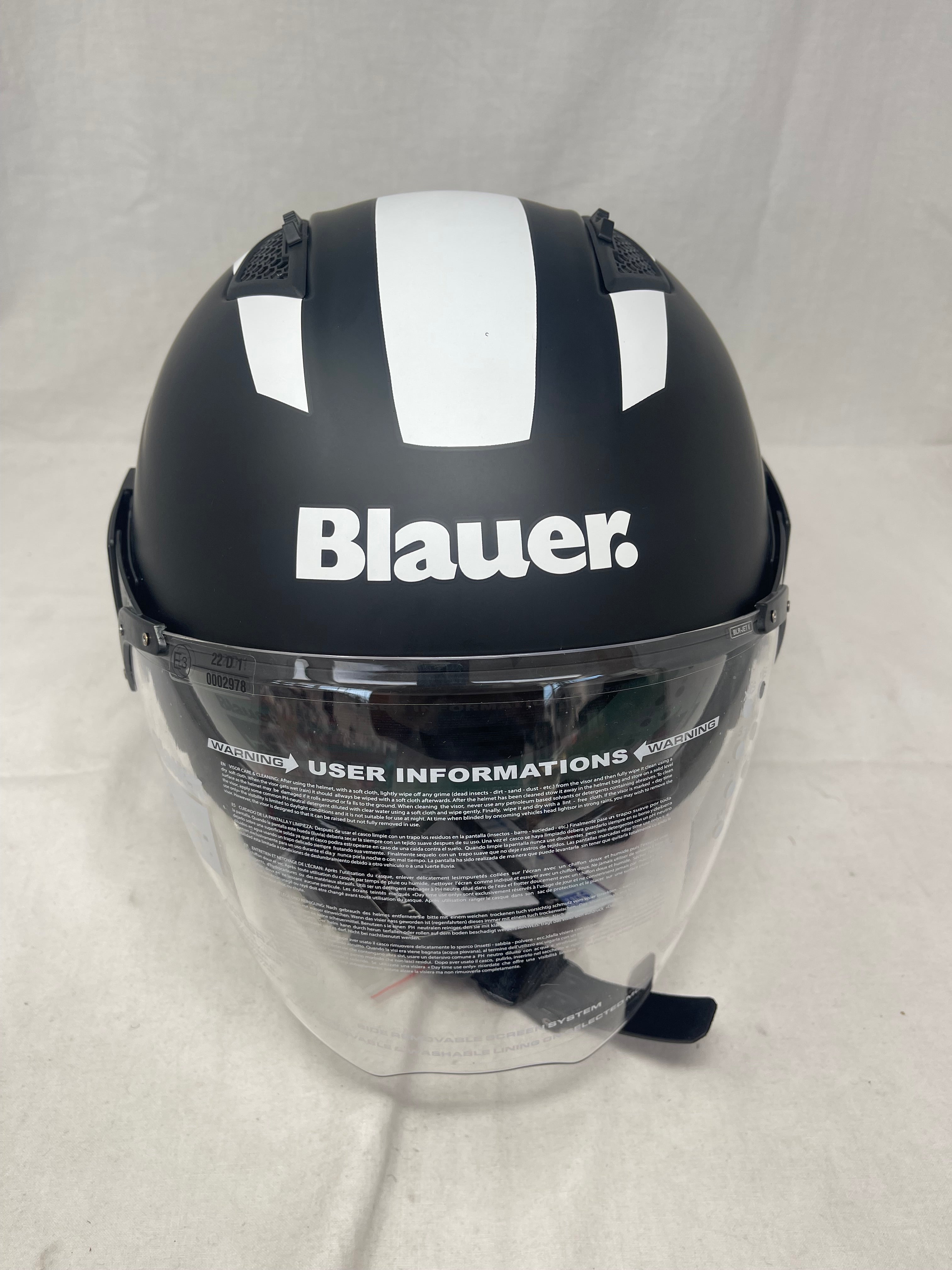 Blauer Casco Ht-bet Nero Bianco Opaco Mod.12cbkh010103 Misura L Nuovo!