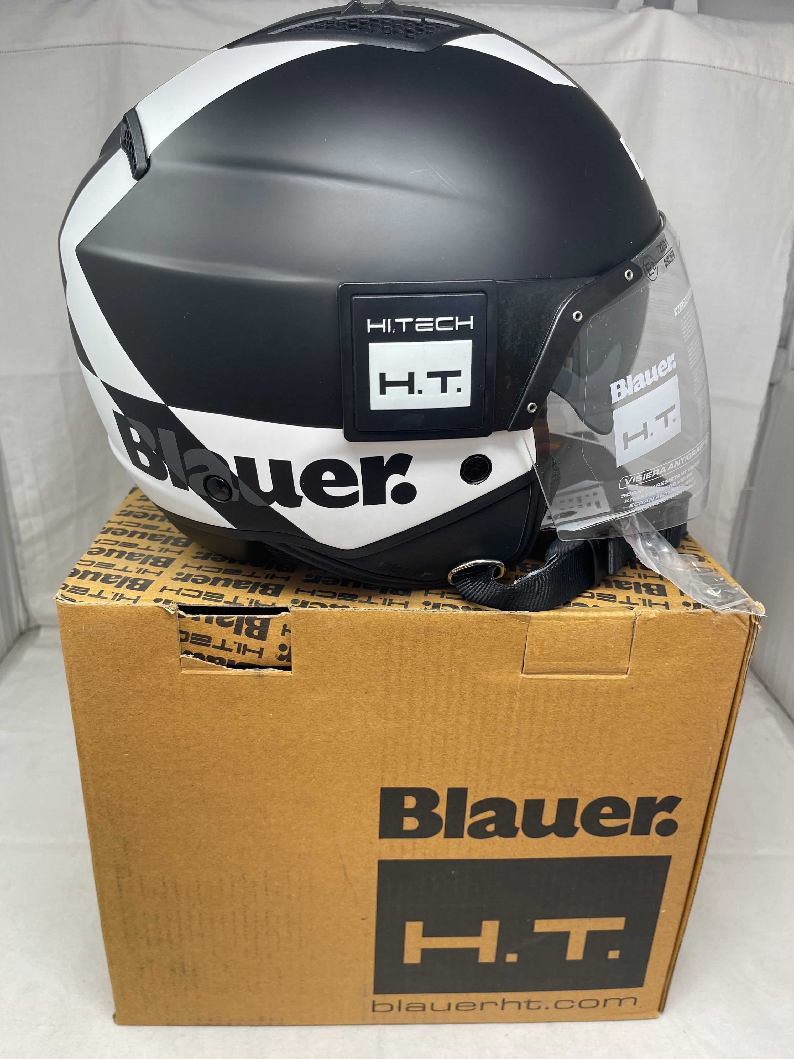 Blauer Casco Ht-bet Nero Bianco Opaco Mod.12cbkh010103 Misura L Nuovo!
