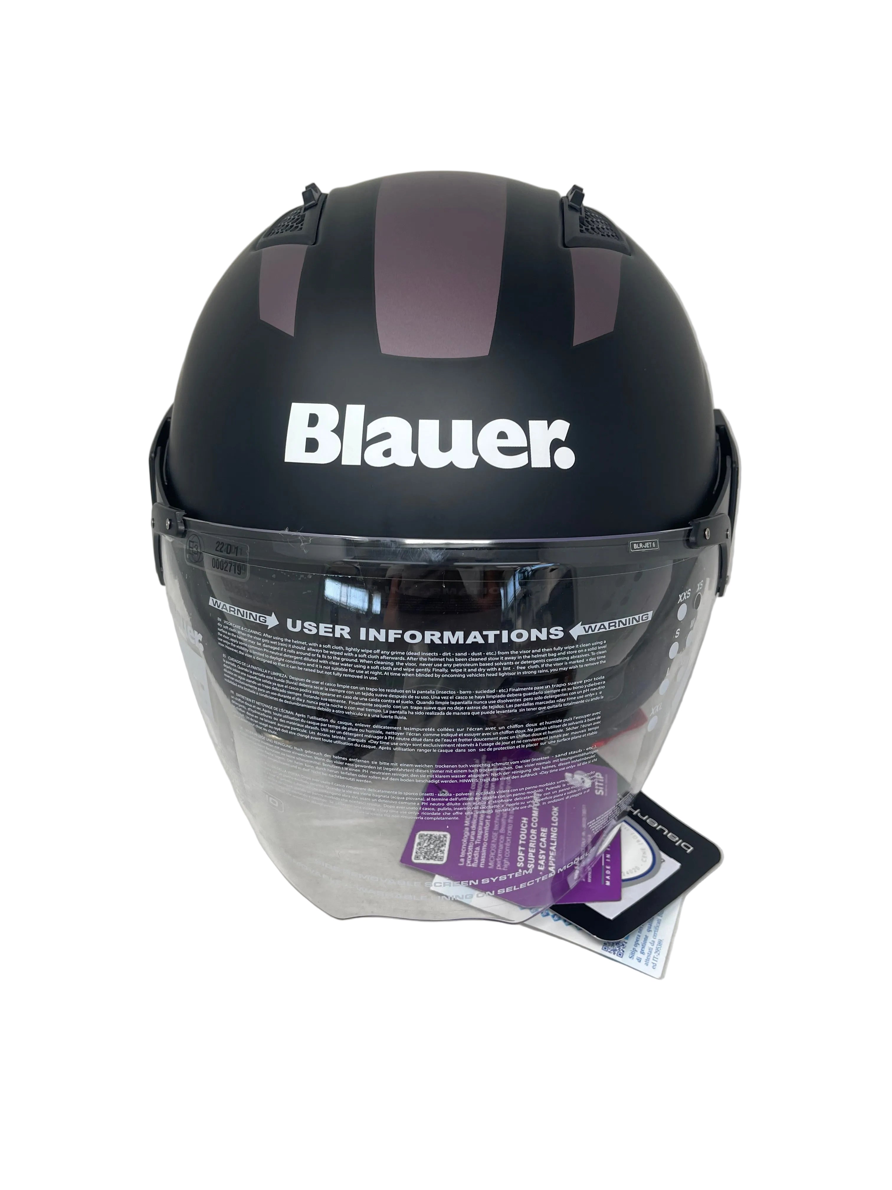 Blauer Casco Integrale Ht-bet Nero Antracite Opaco Mod.12cbkh010103 Misura Xs Nuovo!