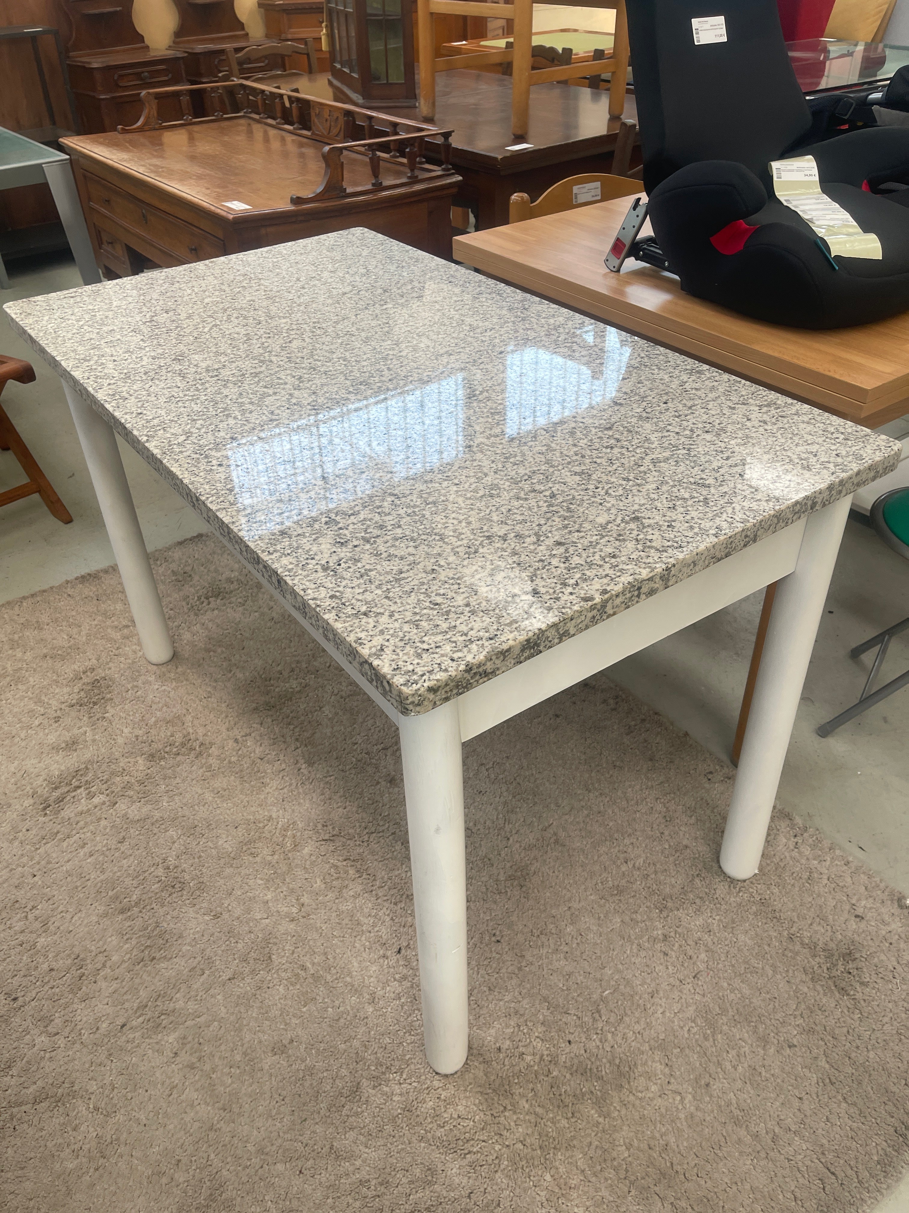 Tavolo Marmo Gambe Legno Lxpxh 120x70x77