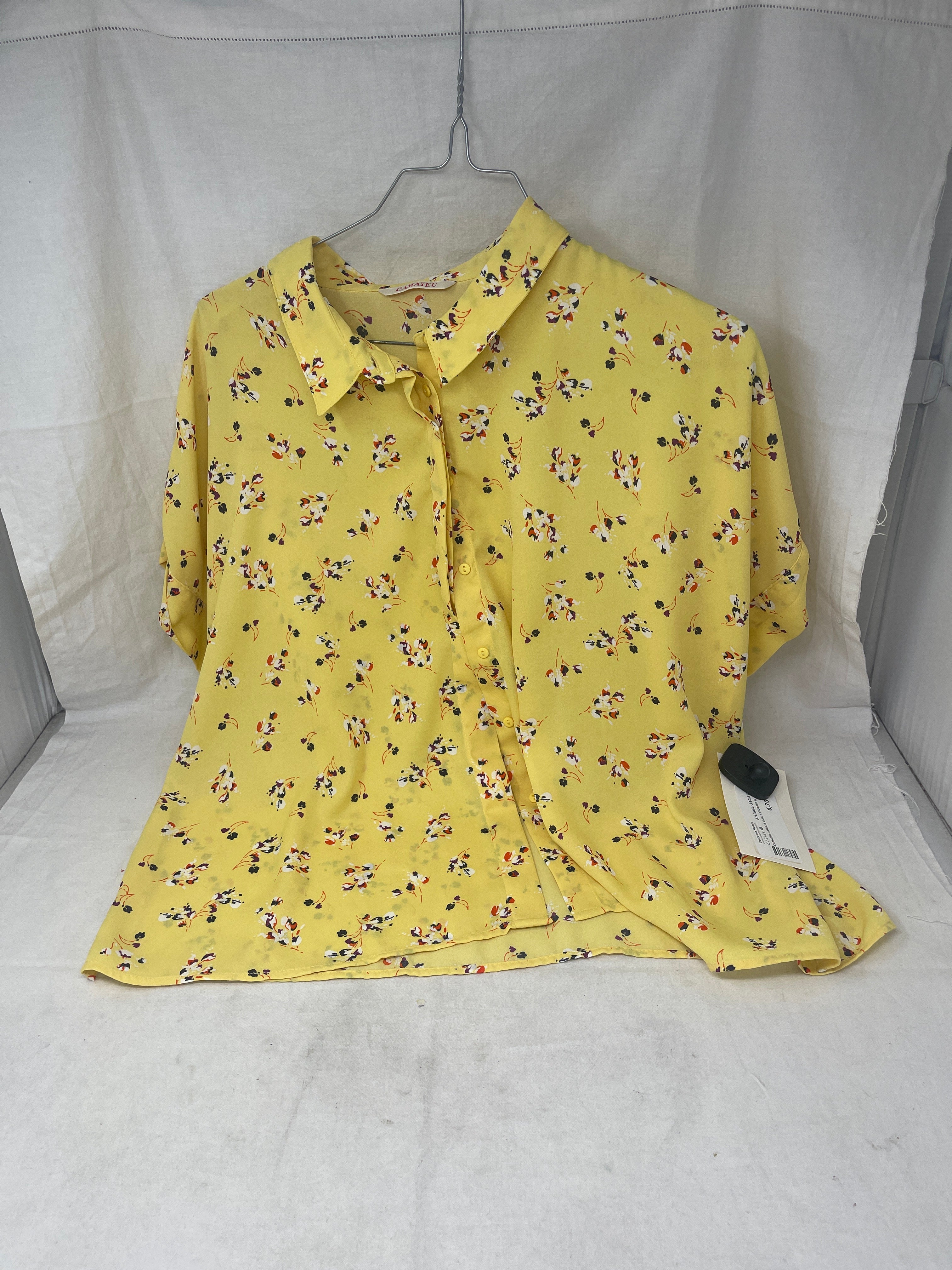 Camaieu Camicia Gialla Fiorato M