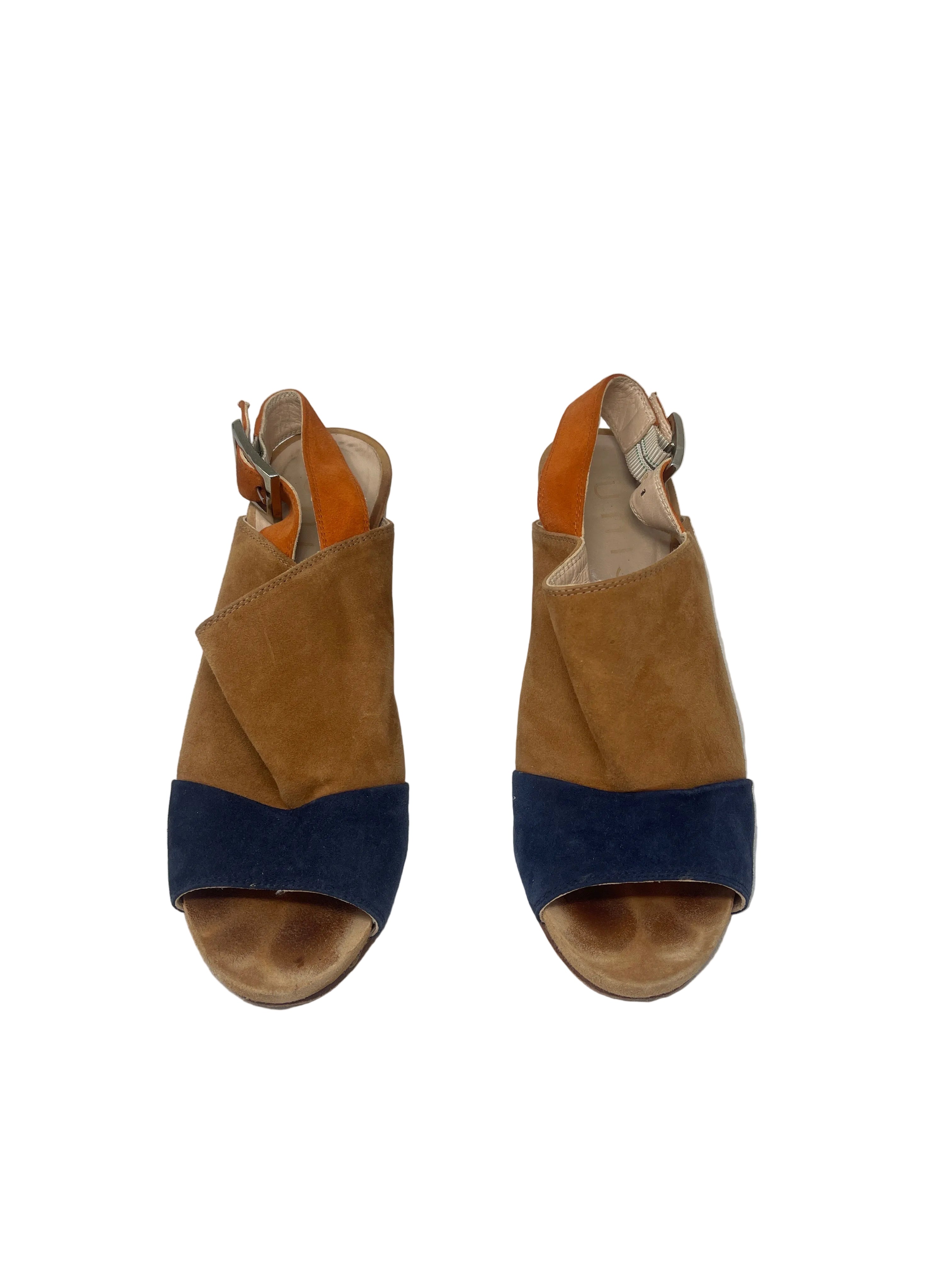 Unisa Sandalo Camoscio Blu Arancione 38