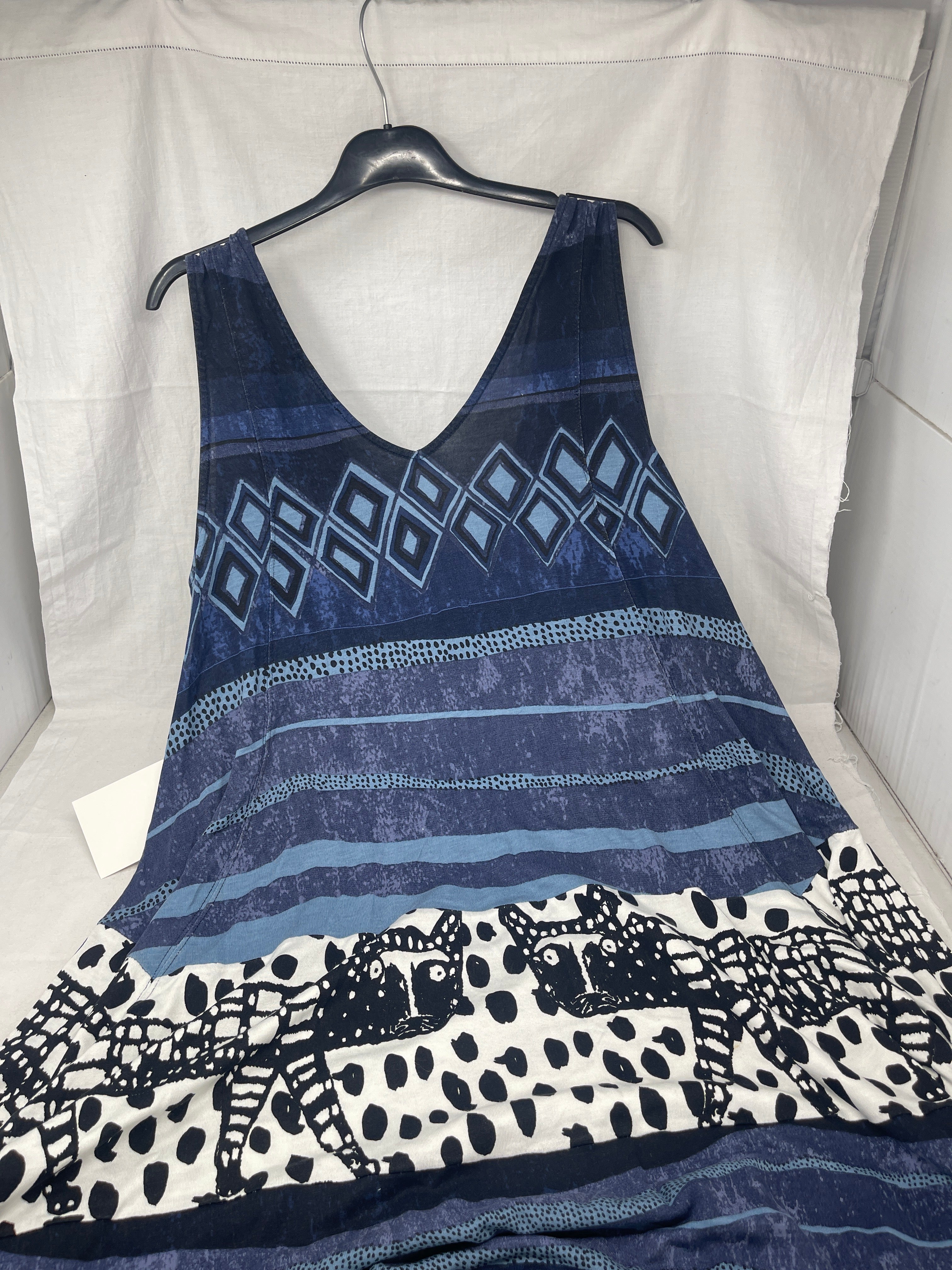 Desigual Abito Con Fantasia Blu Bco Nero Xl