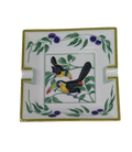 Hermes-paris Posacenere Ceramica Quadrato 15,5cm Coppia Tucani
