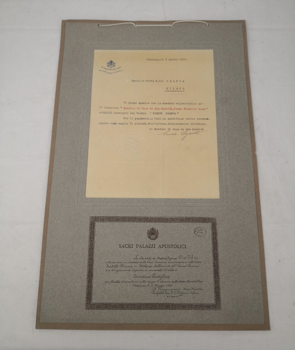 Lettera Vaticano A Ditta Branca