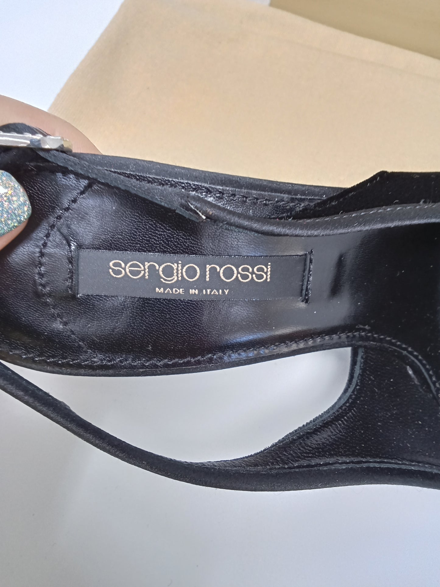 Sergio Rossi Sandalo in velluto nero  37 Nuovo