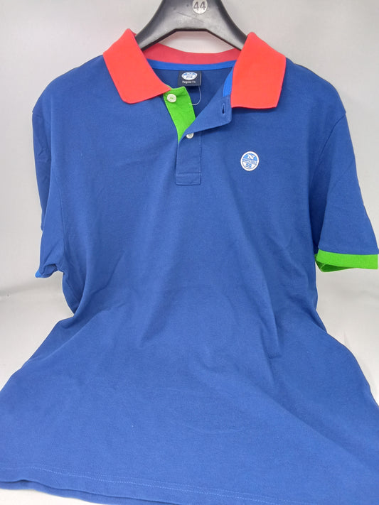 North sails polo blu verde fucsia L