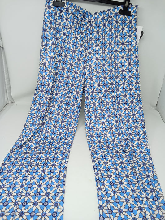 Blue joint pant.morbidi blu bco fiorato S