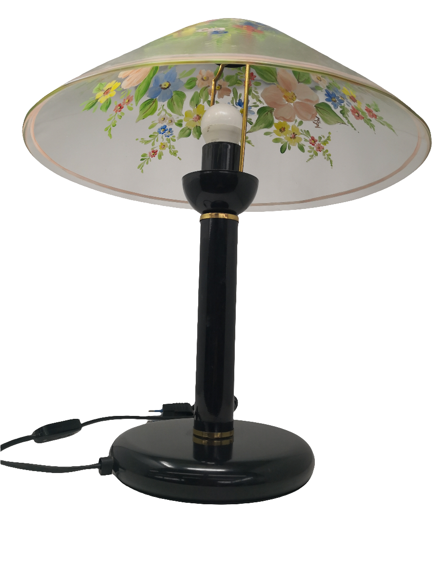 _lampada Da Comò Vetro Motivi Floreali