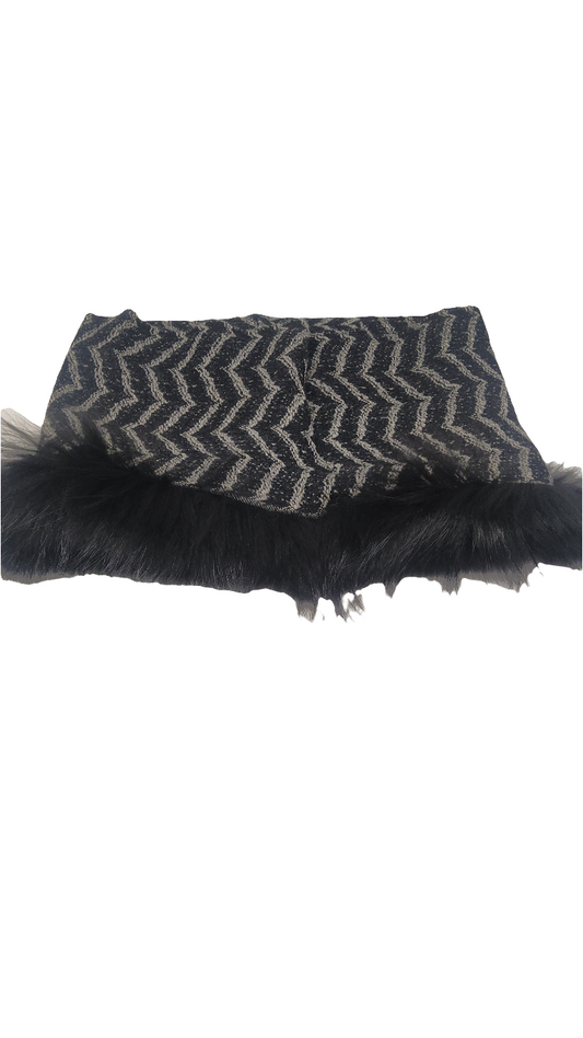 Saga Furs Scaldacollo Bco/nero Con Pelliccia