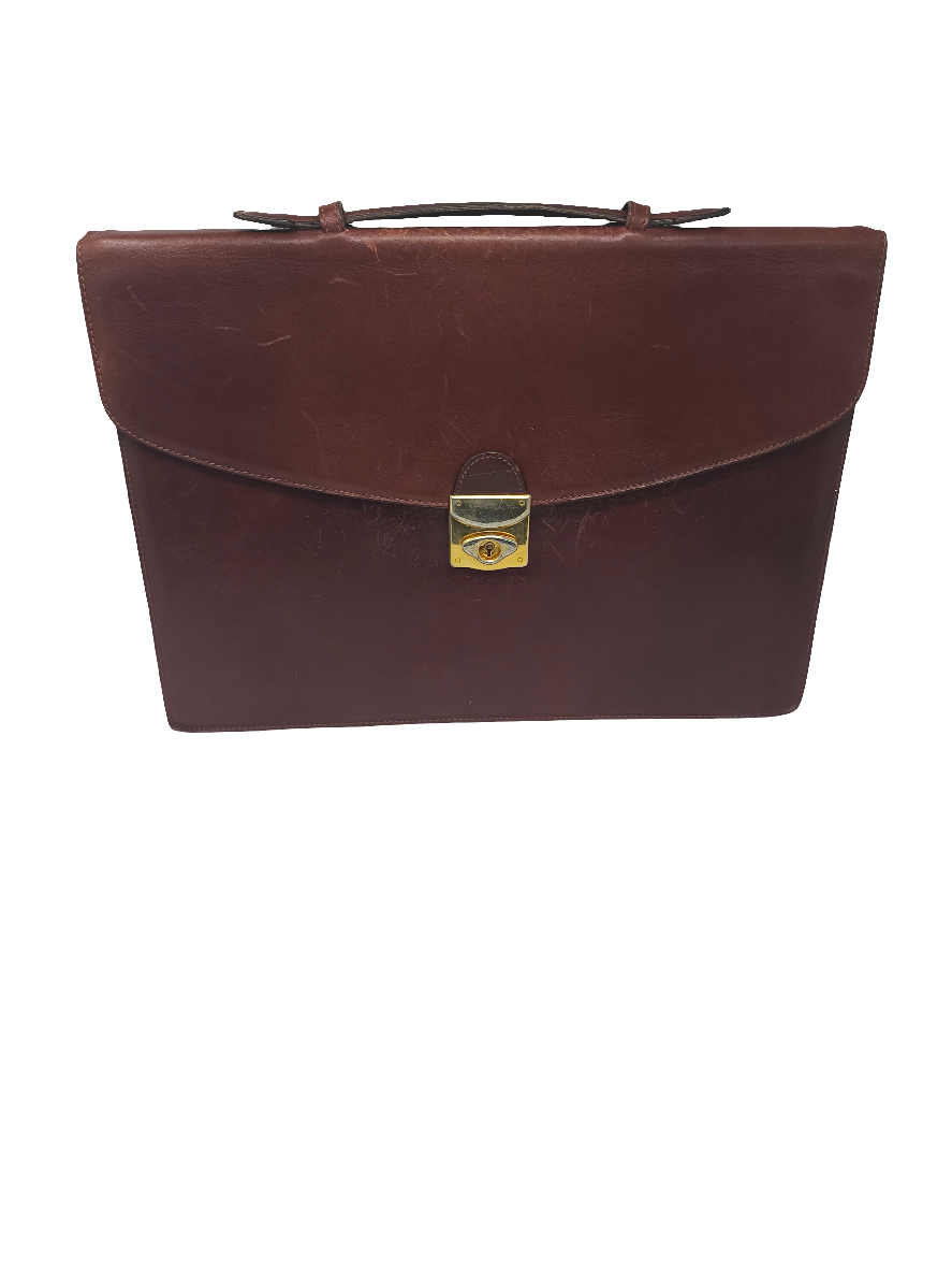 Porta Documenti Borsa Marrone Pelle Con Chiave