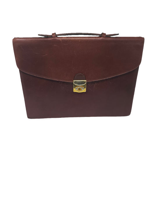 Porta Documenti Borsa Marrone Pelle Con Chiave