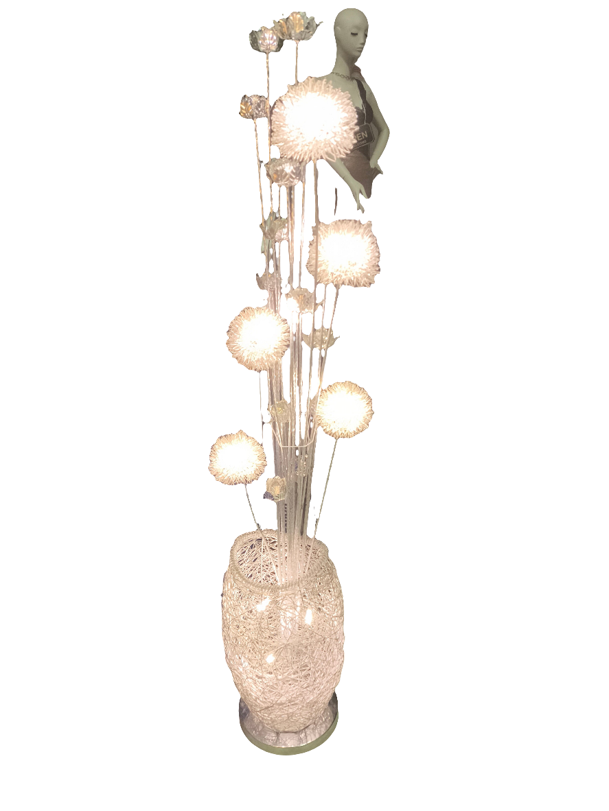 _lampada Da Terra Di Design Con Fiori In Vaso