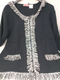 Impress Cardigan Nero Bco Frange 46