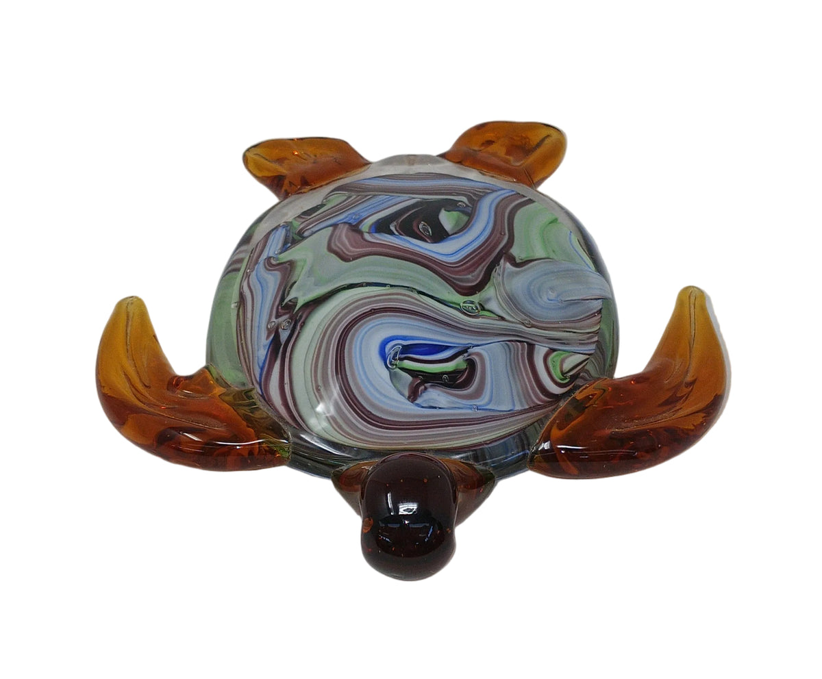 Tartaruga Vetro Ferma Carte Tipo Vinci Dynasty Gallery L.20cm Circa