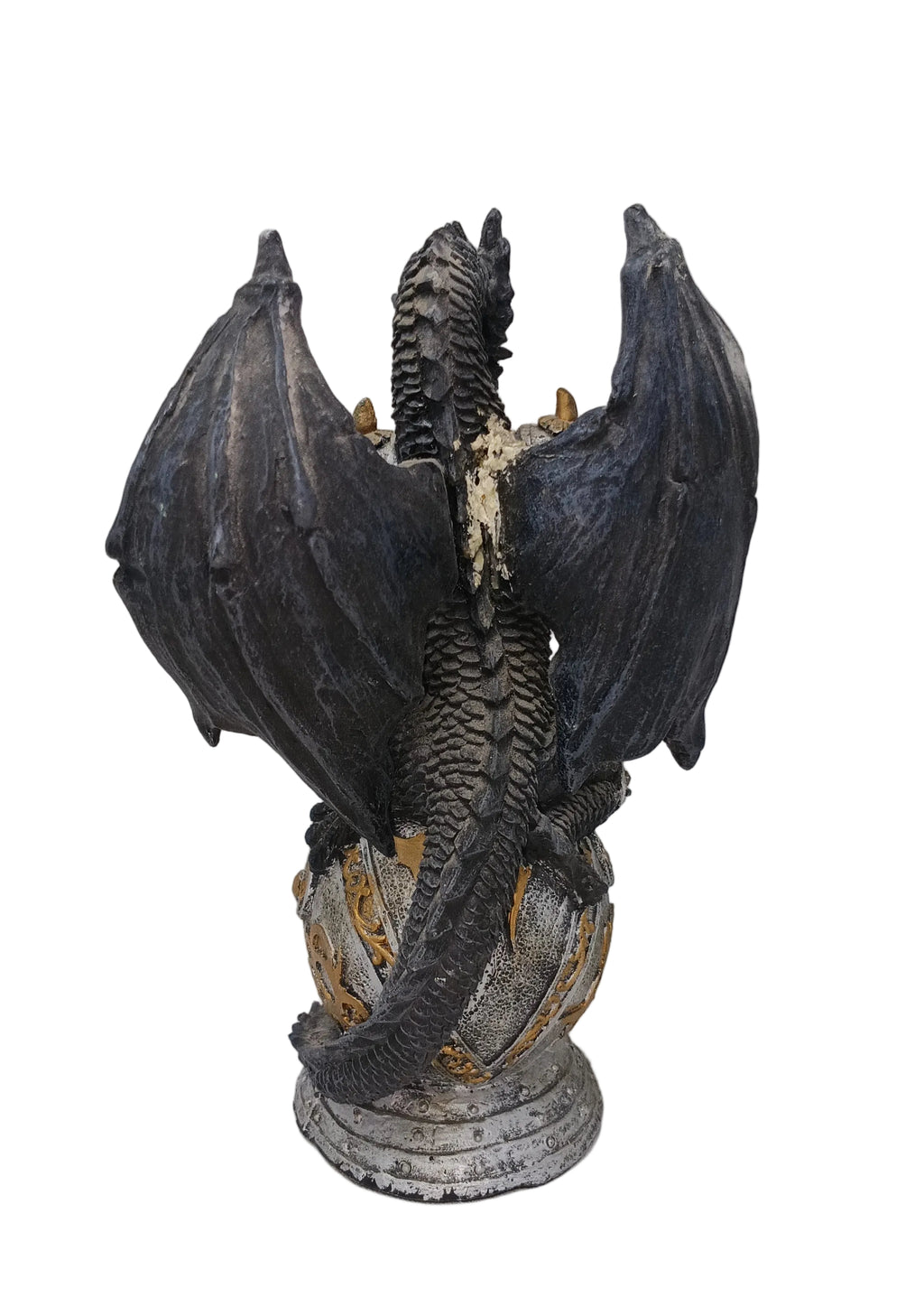 Scultura Resina Drago Su Elmo H. 17cm