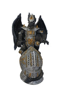 Scultura Resina Drago Su Elmo H. 17cm