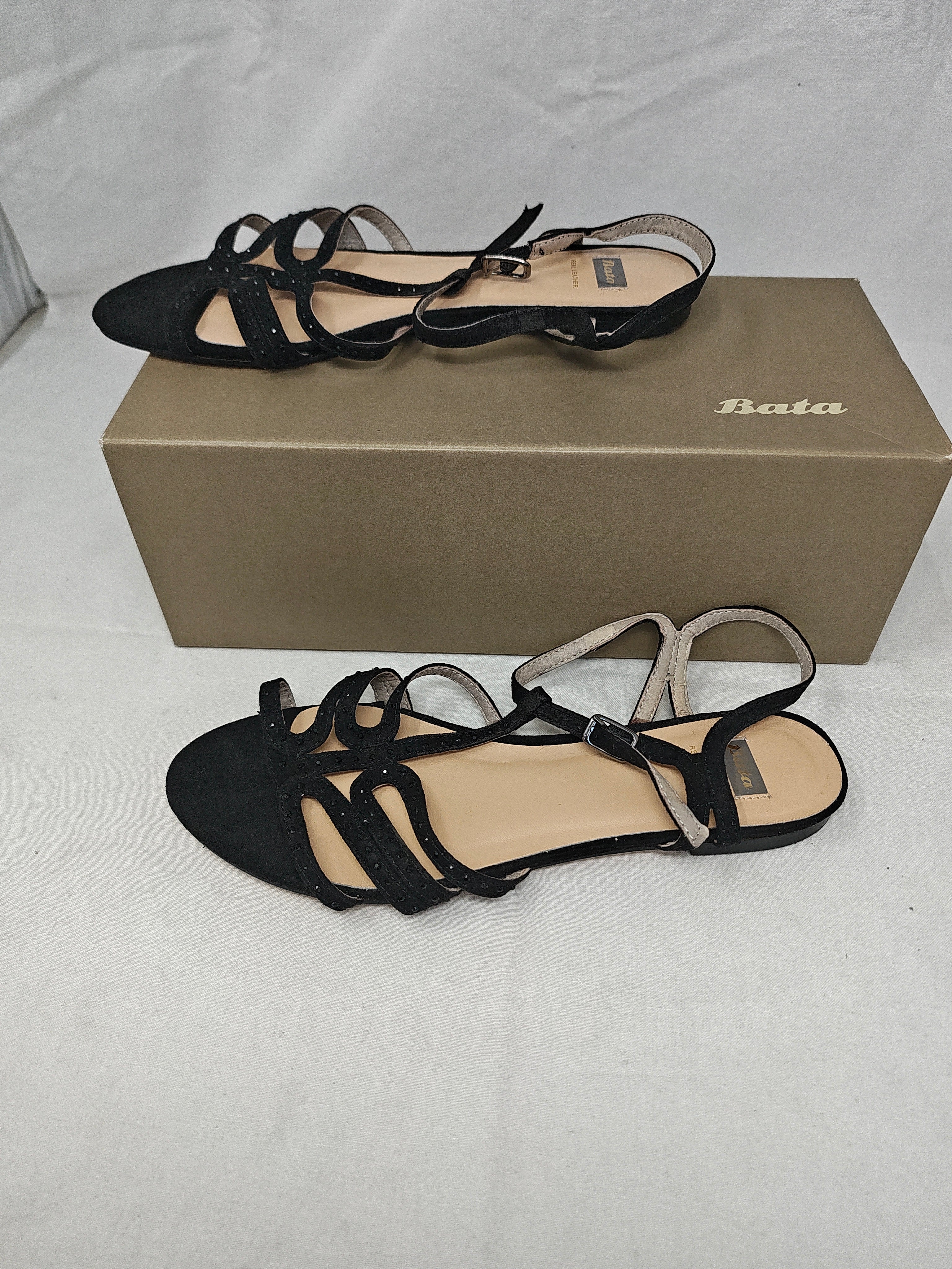 Bata Sandalo Nero Strass 39 Semi Nuovo