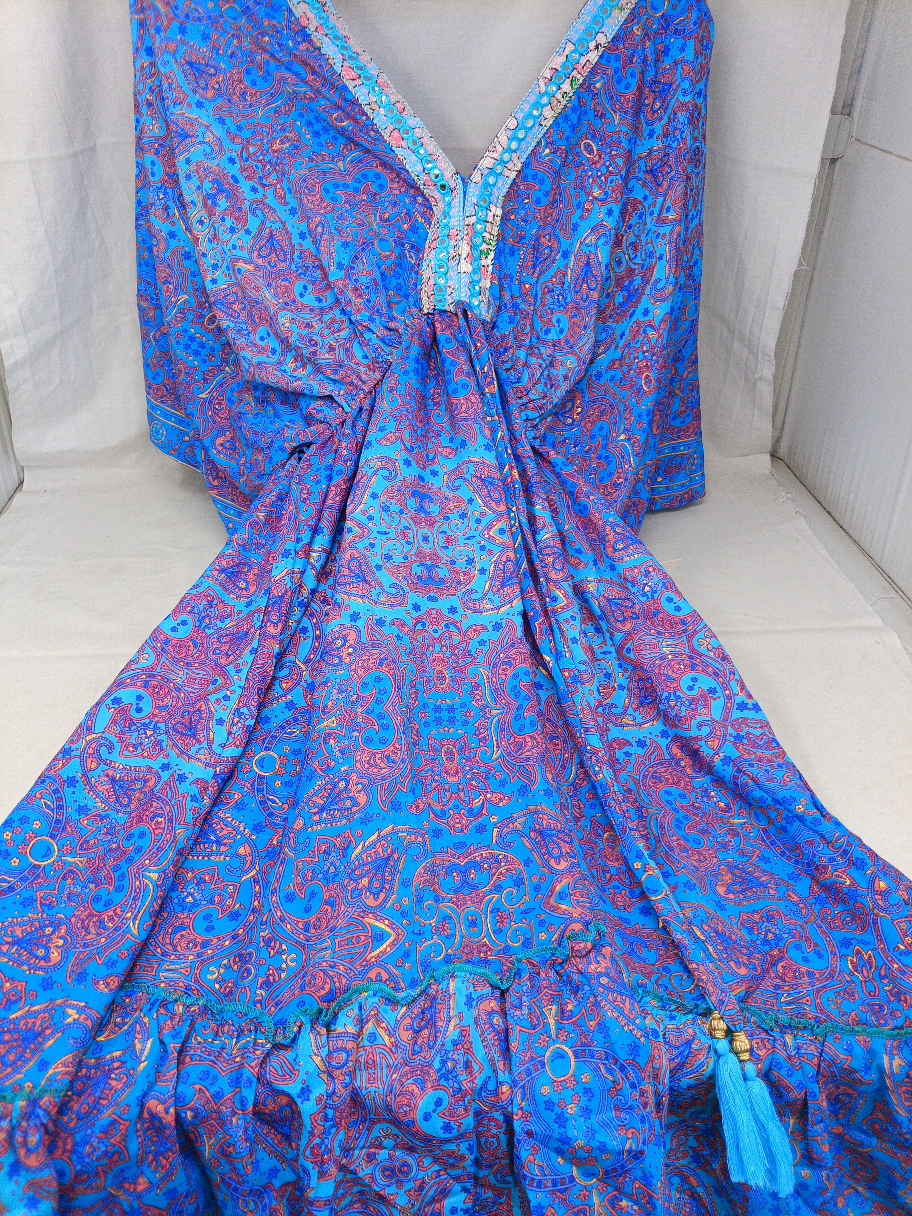 Bohofashion Abito In Seta Turghese Tu