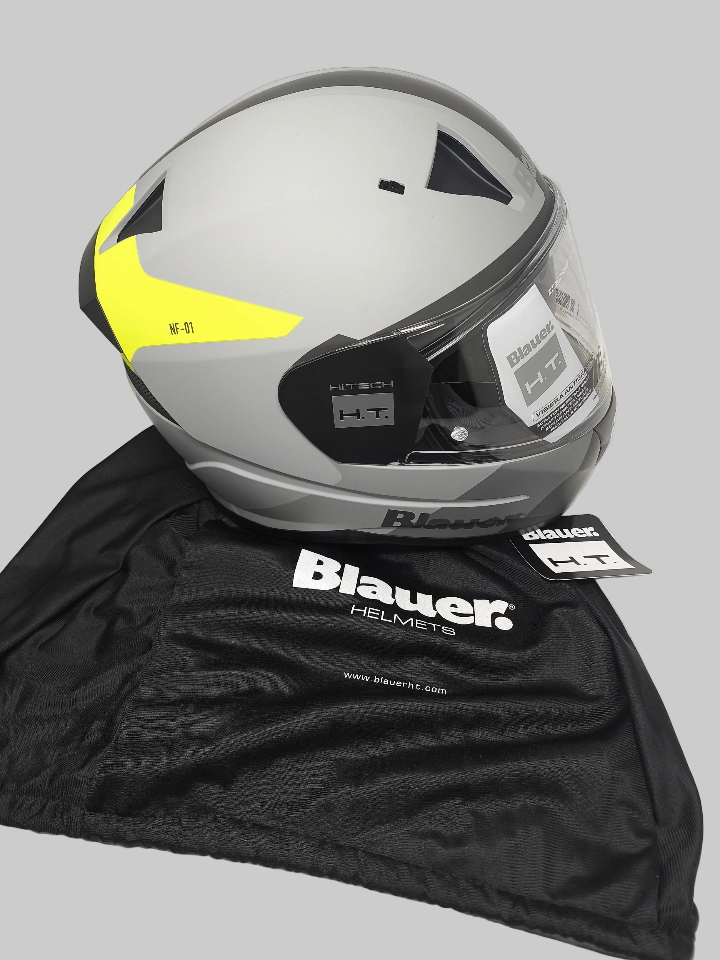 Blauer Casco Integrale Ht Naca Nf01 B Full Face Grigio Giallo Opaco Misura M Nuovo