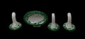 Set Ceramica Porta Sapone + 3 Ganci Bianchi Effige Foglie Da Fissare O Incollare A Muro