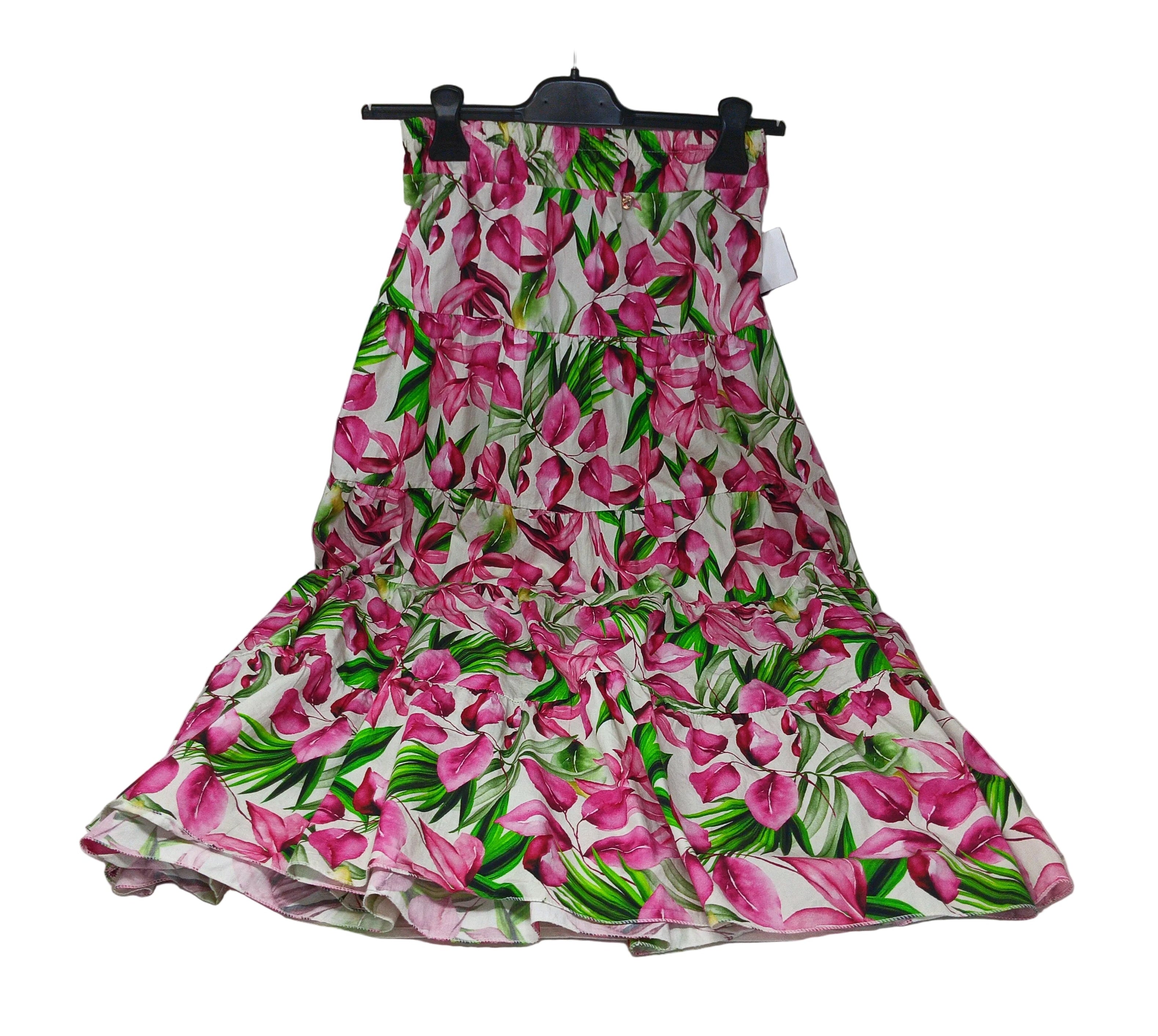 Hozone  Gonna Lunga Fiorato Fucsia Bianca Verde Tu