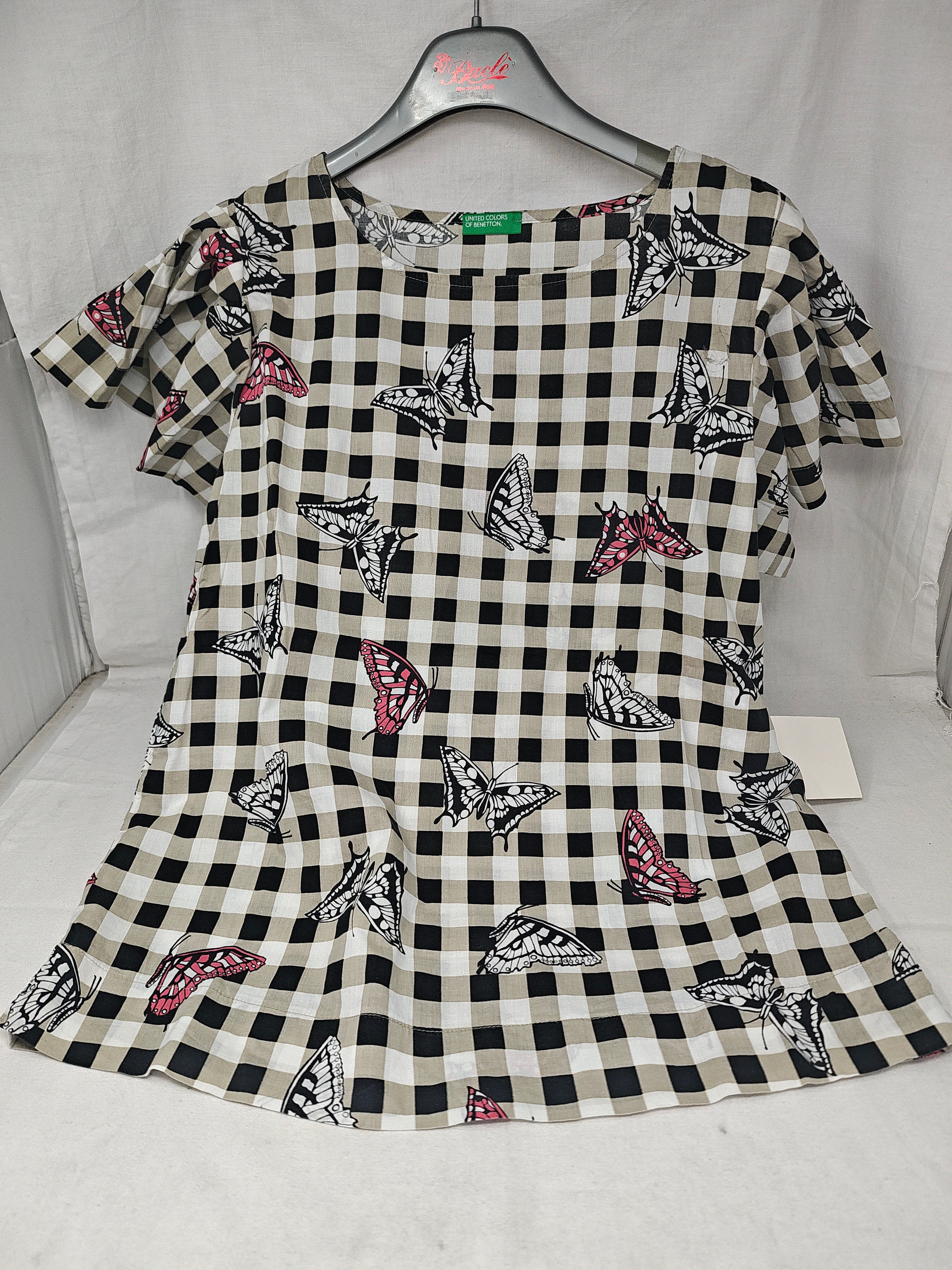 Benettton Camicia Qrt Nero Bco Verde M