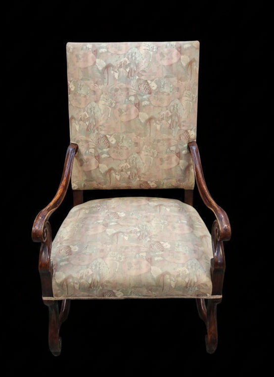 Poltrona Struttura Legno Schienale + Seduta Tessuto Effigi Fiori Lxpxh 60x70x110