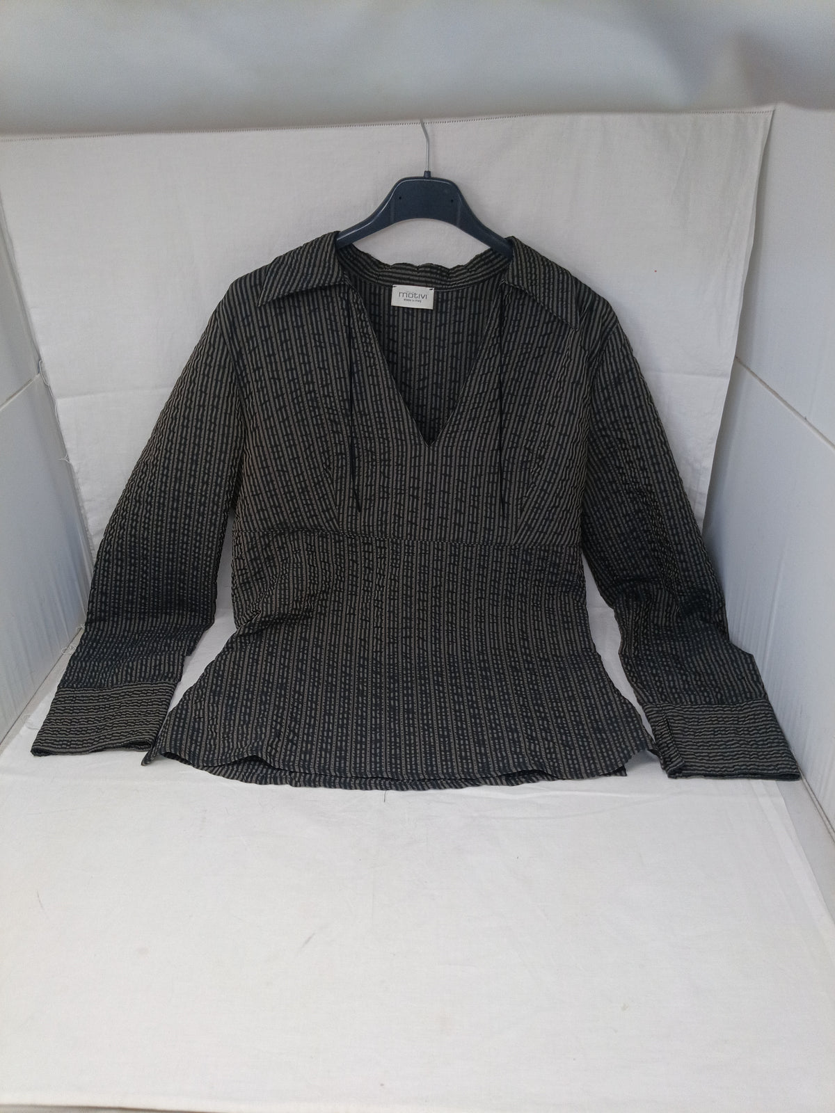 Motivi Camicia Righe Grigio Nero 44