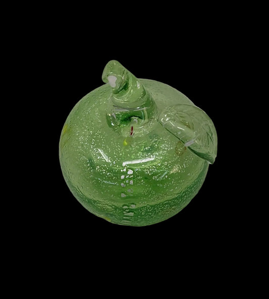 Fermacarte Vetro Murano Mela Verde Macchie Argento H 8cm