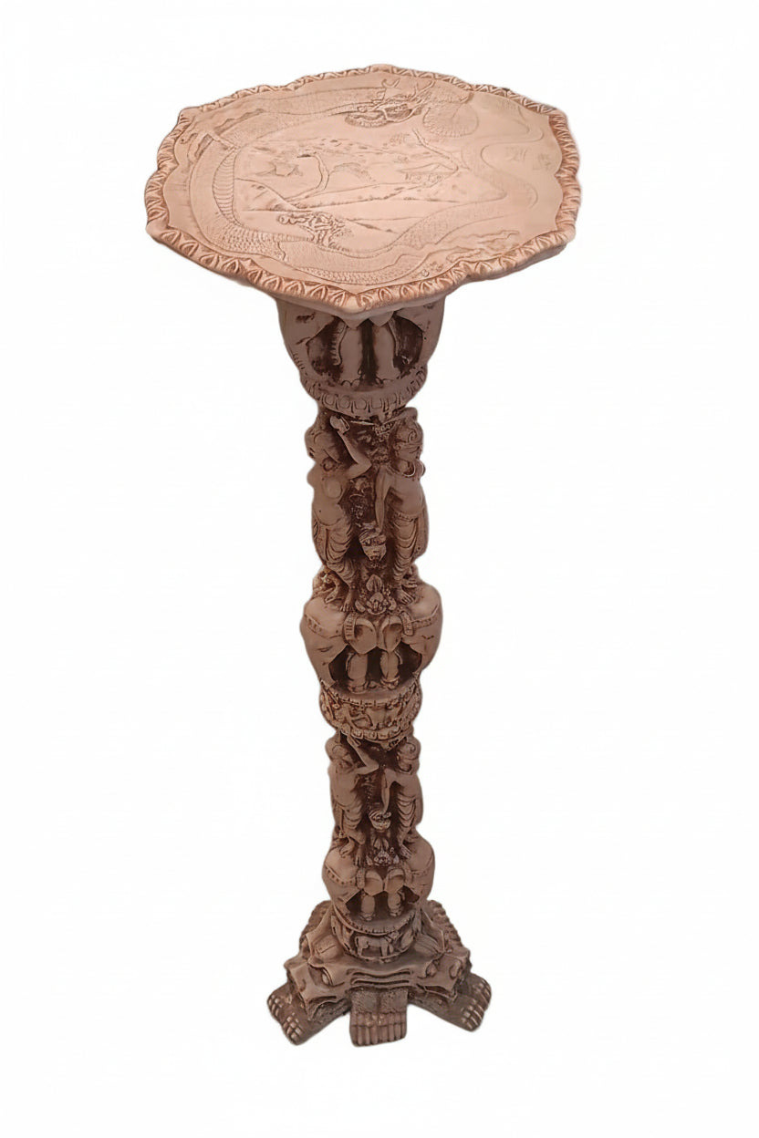 Colonna Resina Effigi Elefanti/donne H 93cm