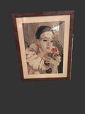 Quadro Mezzo Punto Pierrot Con Cornice Legno 52x65