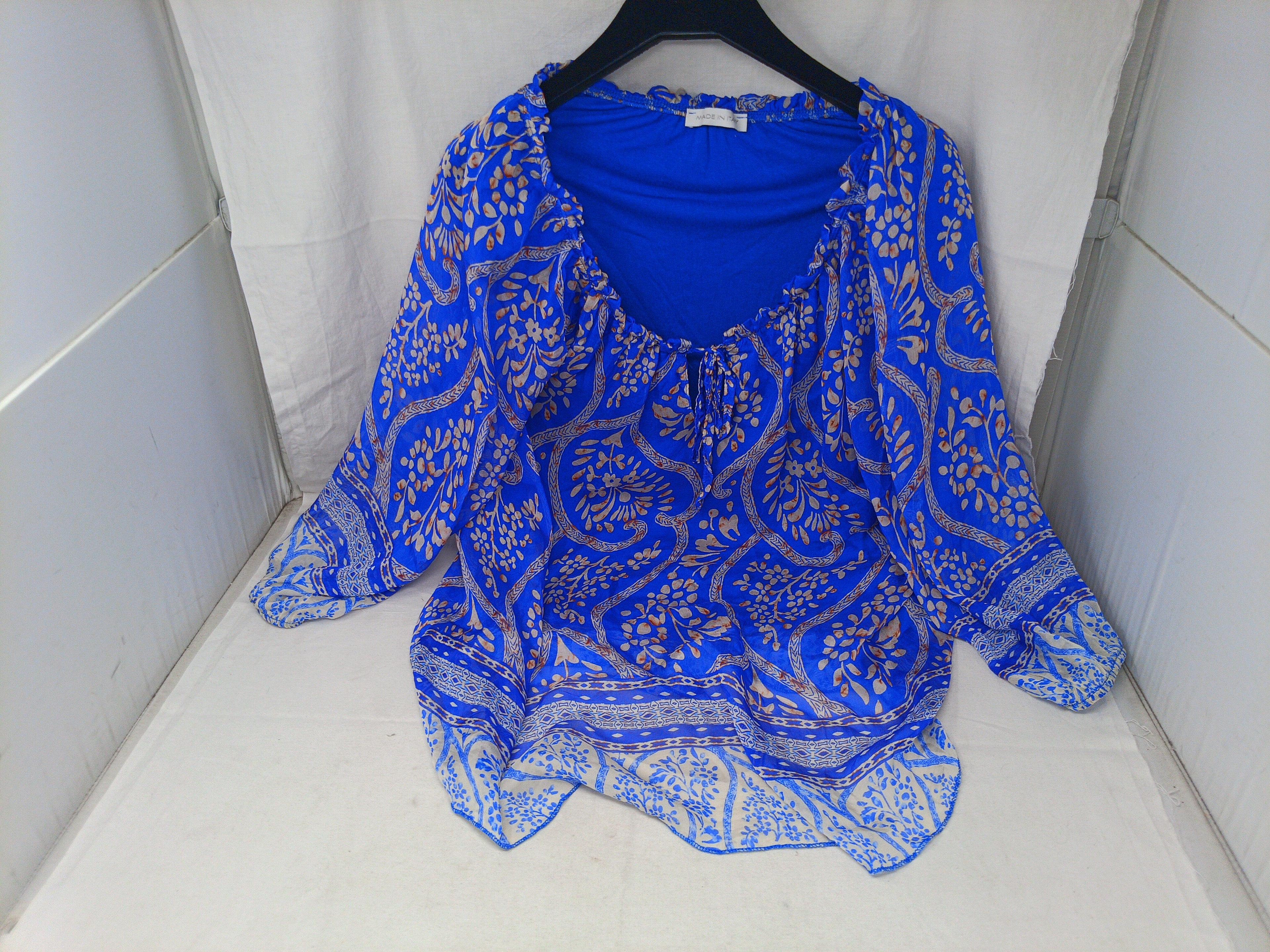 Made In Italy Camiia Tulle Blu Bco L