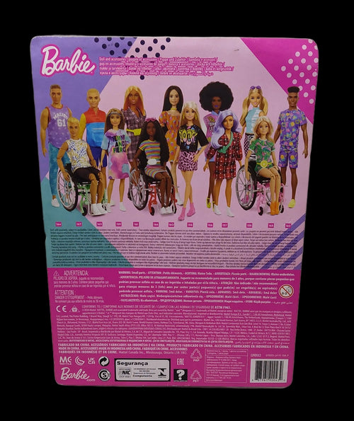 Barbie Bambola Fashionista + Sedia A Rotelle, Grb93 Nuova