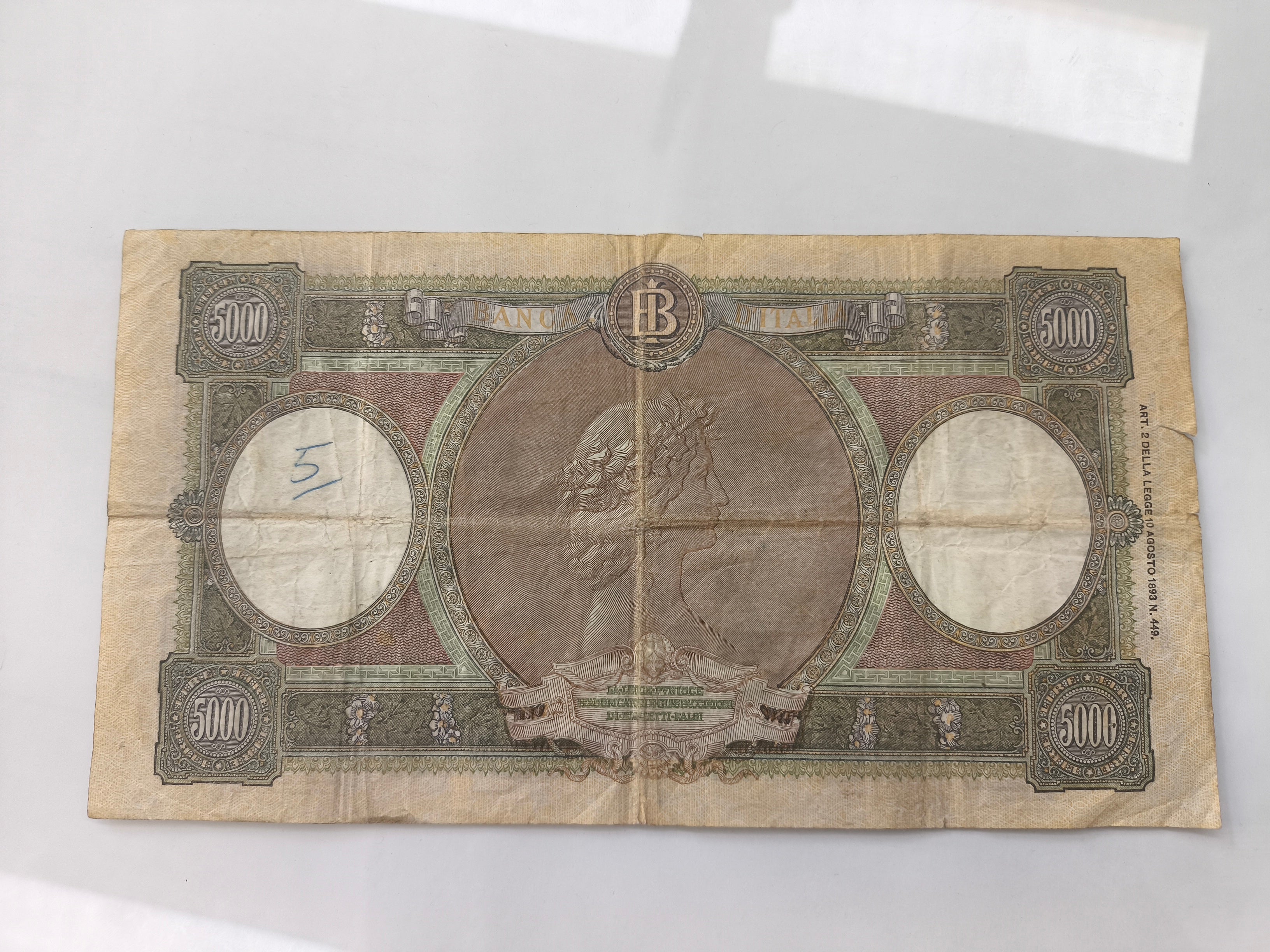Banconota 5.000 Lire "repubbliche Marinare" (regine Del Mare) - 1961 Carli/ripa