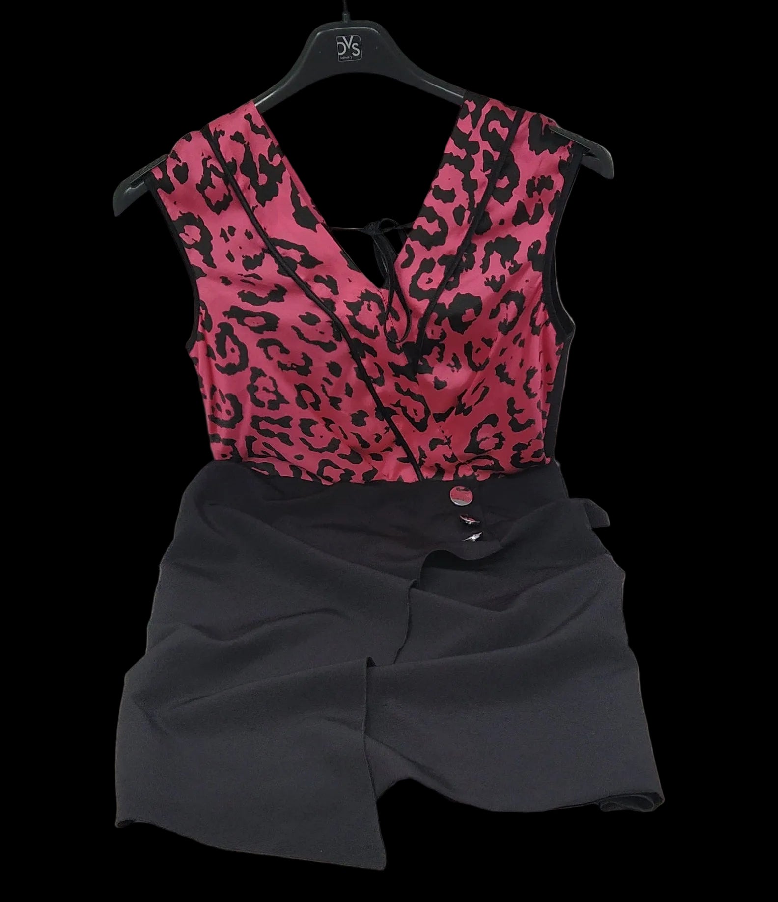 Elisalandri Abito Nero Fucsia  Leopardato 40/42