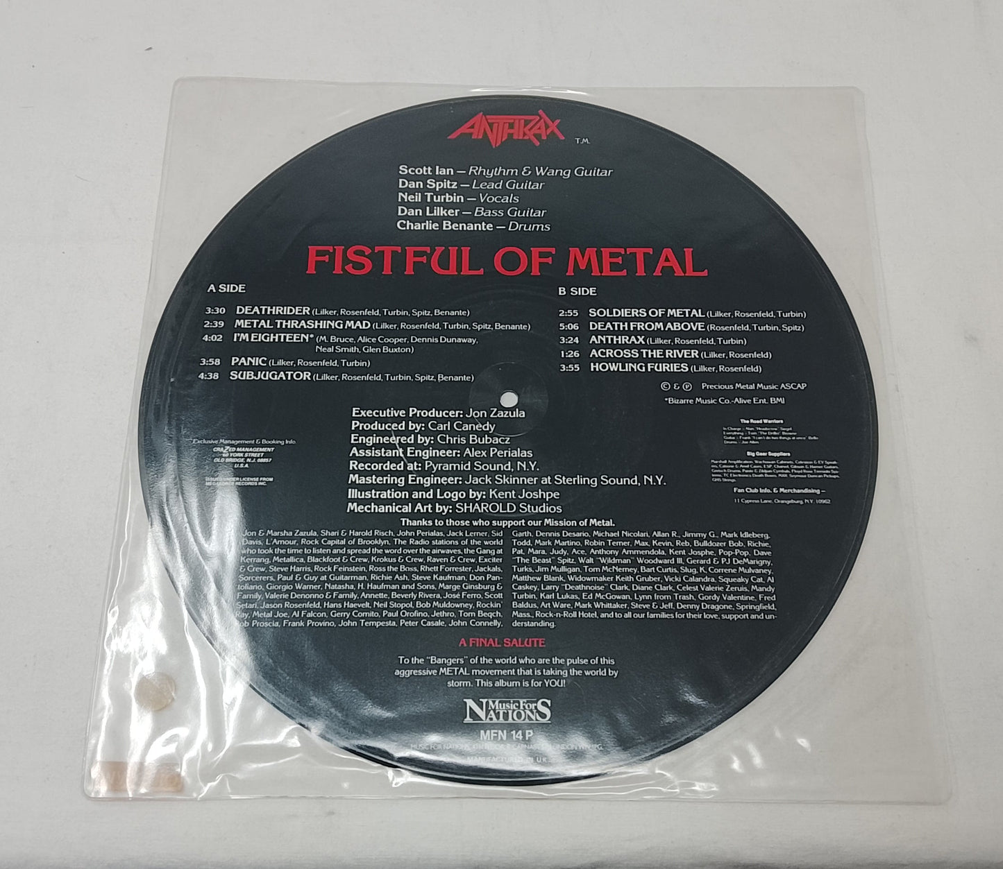 Lp 33 Giri Anthrax - Fistfull Of Metal