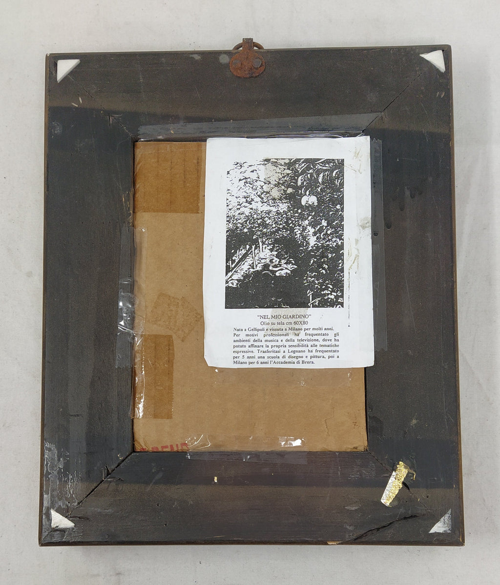 Quadro Cornice Legno Dorata 23,5x28,5 Olio Su Tela Fiori