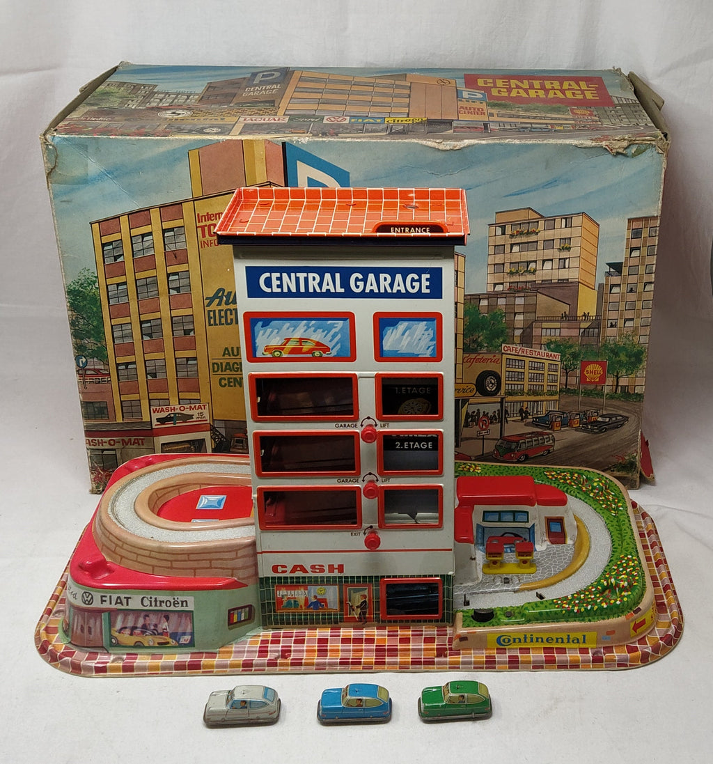 _technofix 327 Central Garage Latta + 3 Macchinine Eccellenti Condizioni Con Scatola Originale Anni 60 Del 900