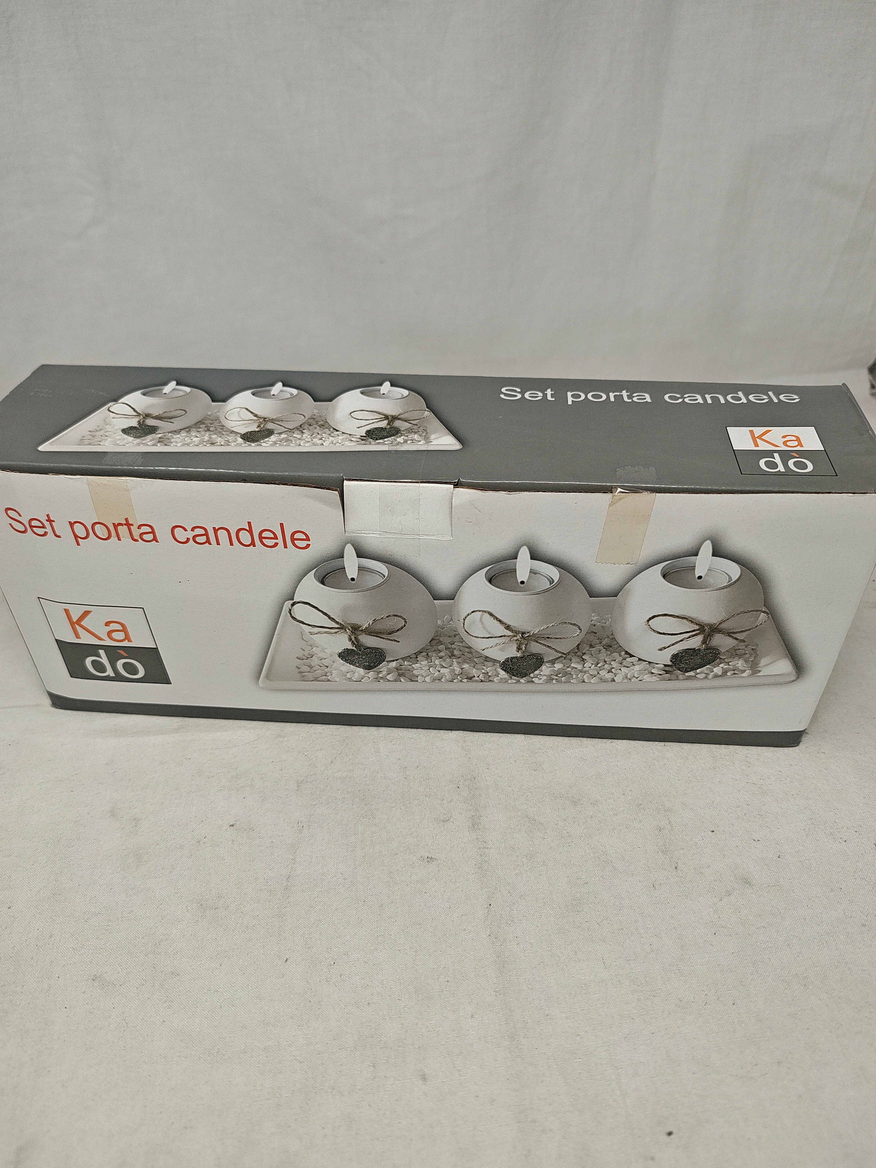 Set Porta Candele Bco Nuovo