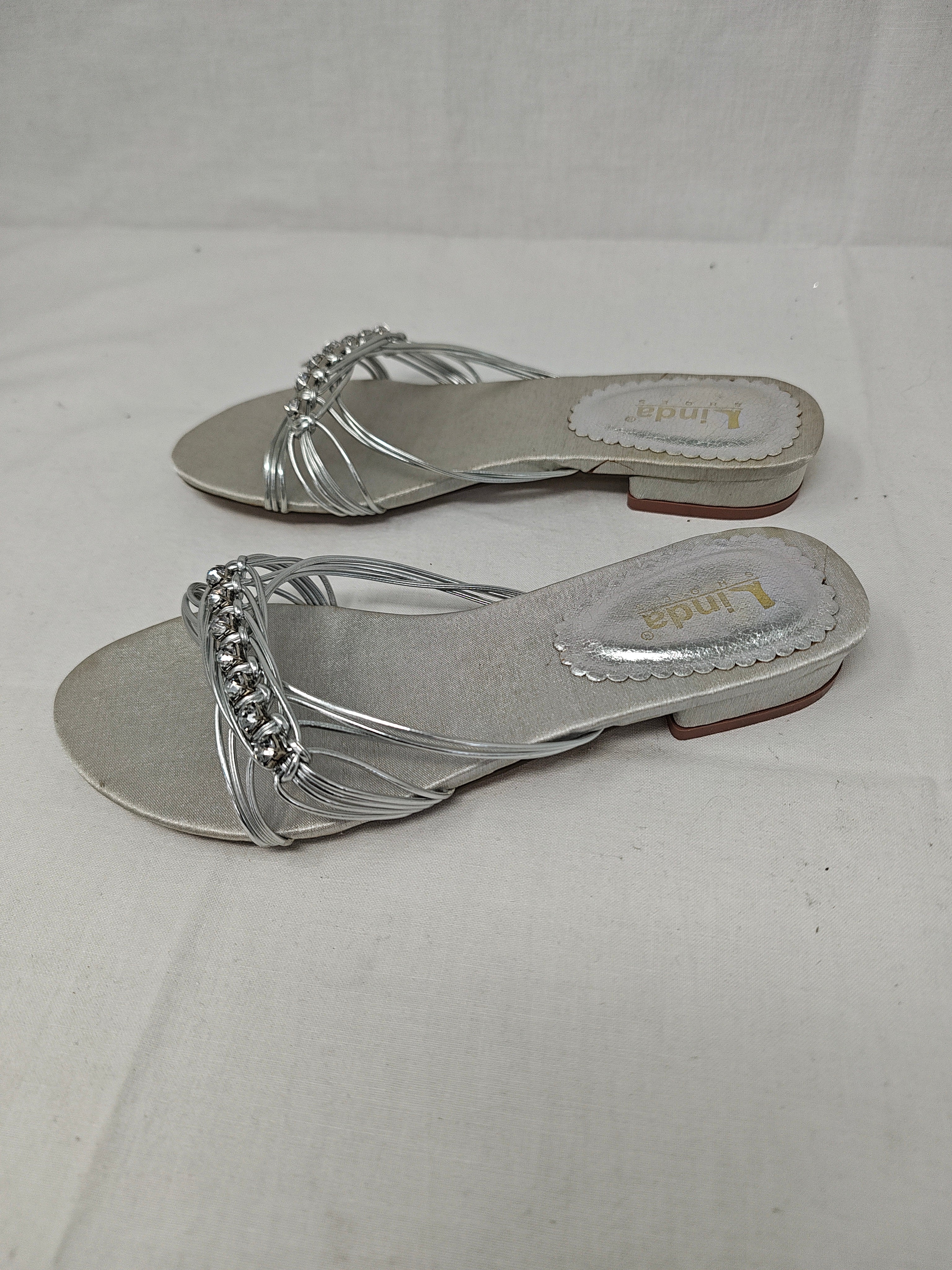 Linda Ciabatta Argento Strass 35 Nuove