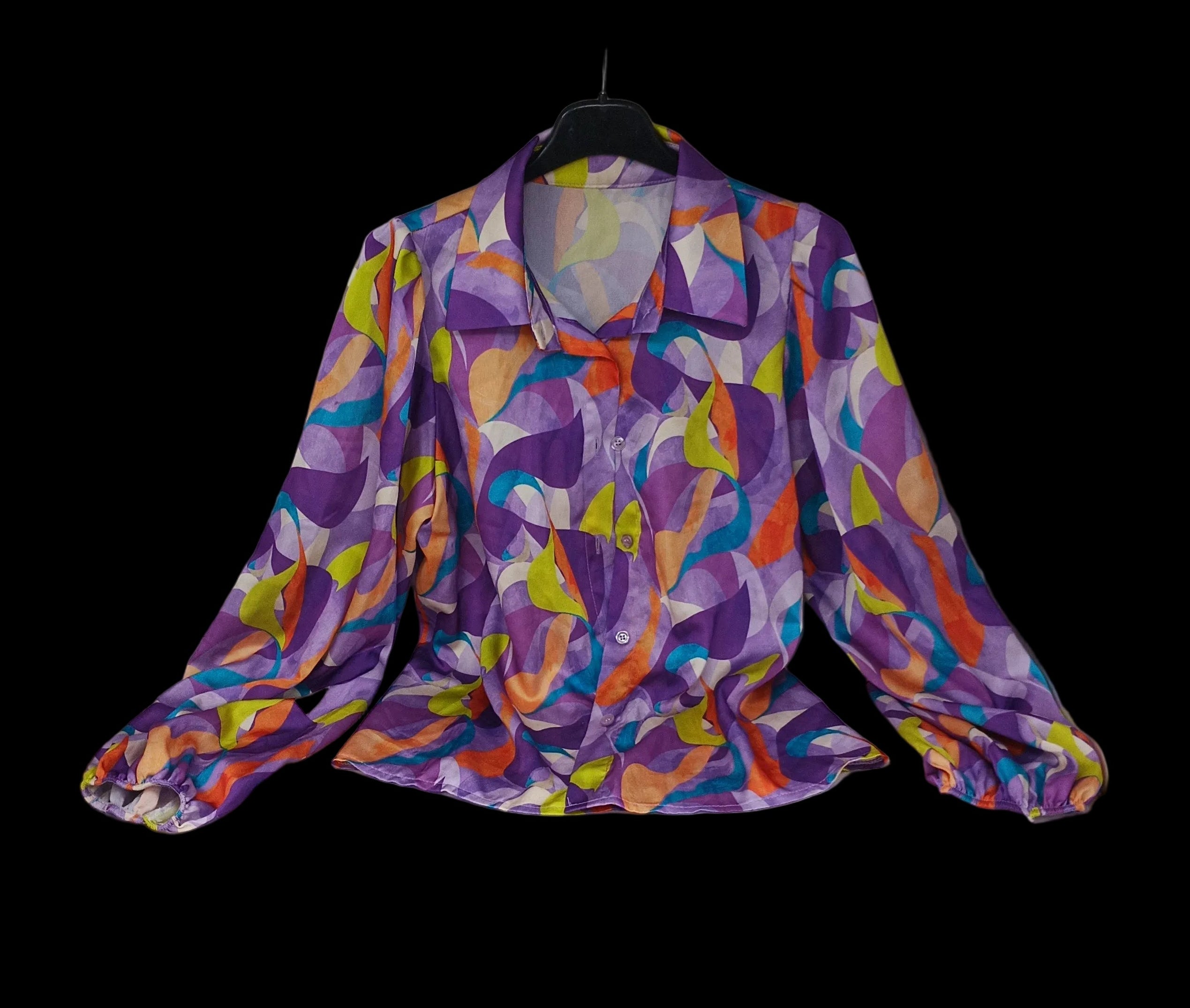 Camicia Raso Lilla Viola Verde M
