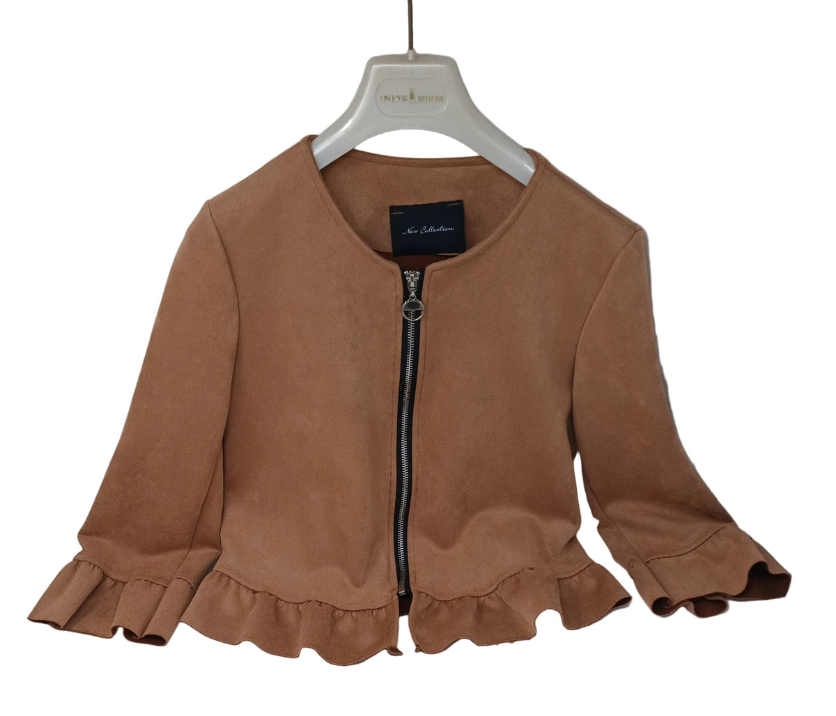 New Collection Giacca Beige In Lana Cotta Volant S/m