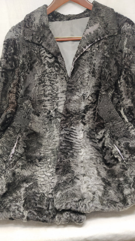 Giacca Pelliccia Di Coniglietto Nero Grigio 42/44