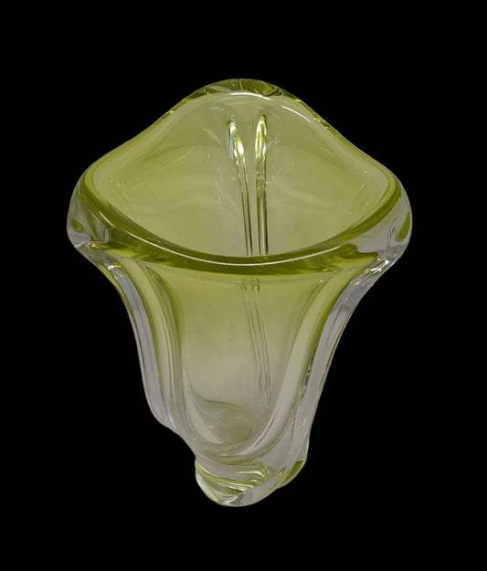 Val St. Lambert Vaso Vetro Cristallo Firmato Metà Secolo H 20cm