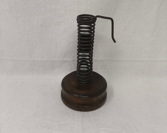 Porta Candela D'epoca A Molla Base Legno