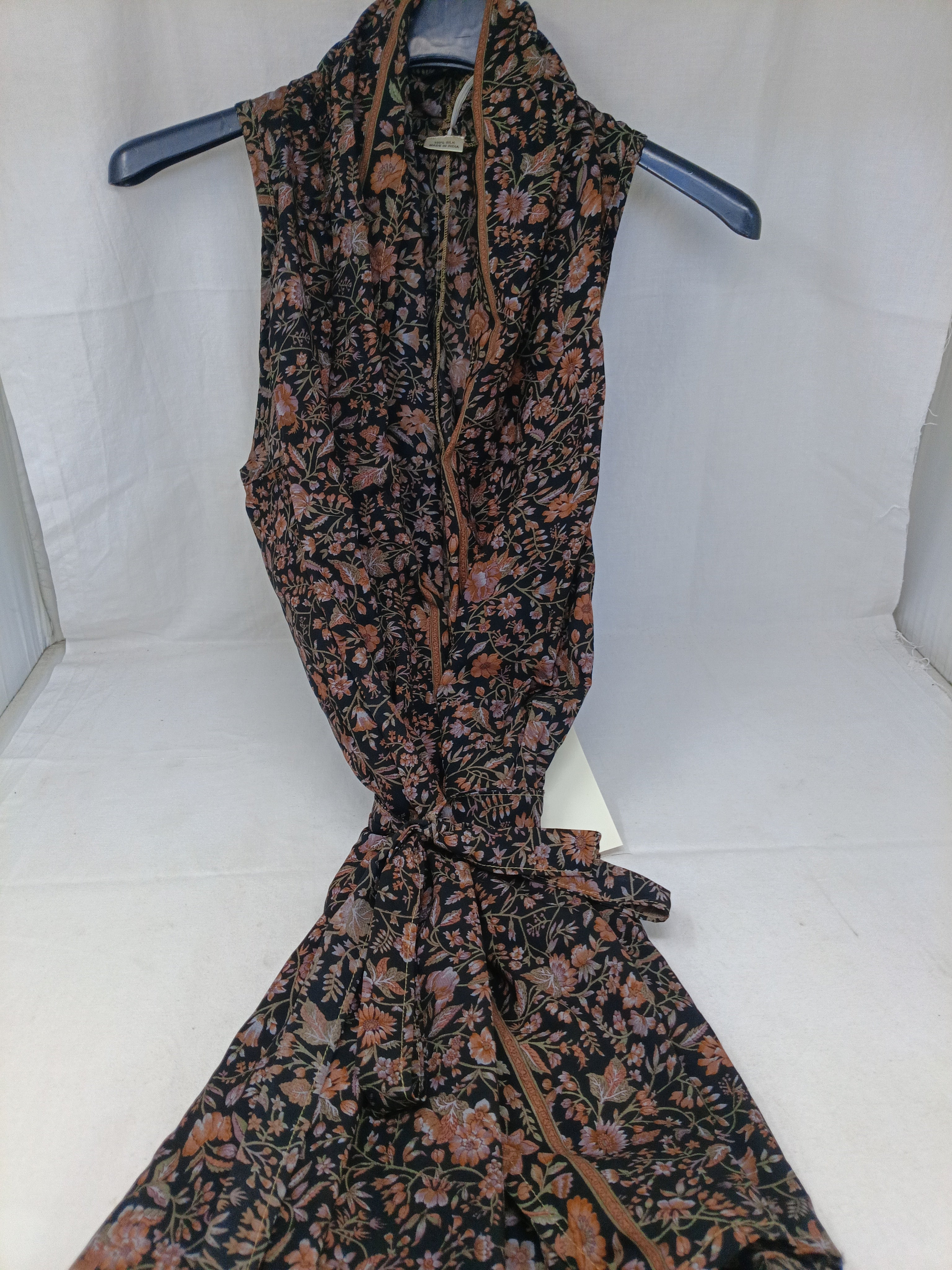 Cardigan In Seta Nero Fiorato Tu