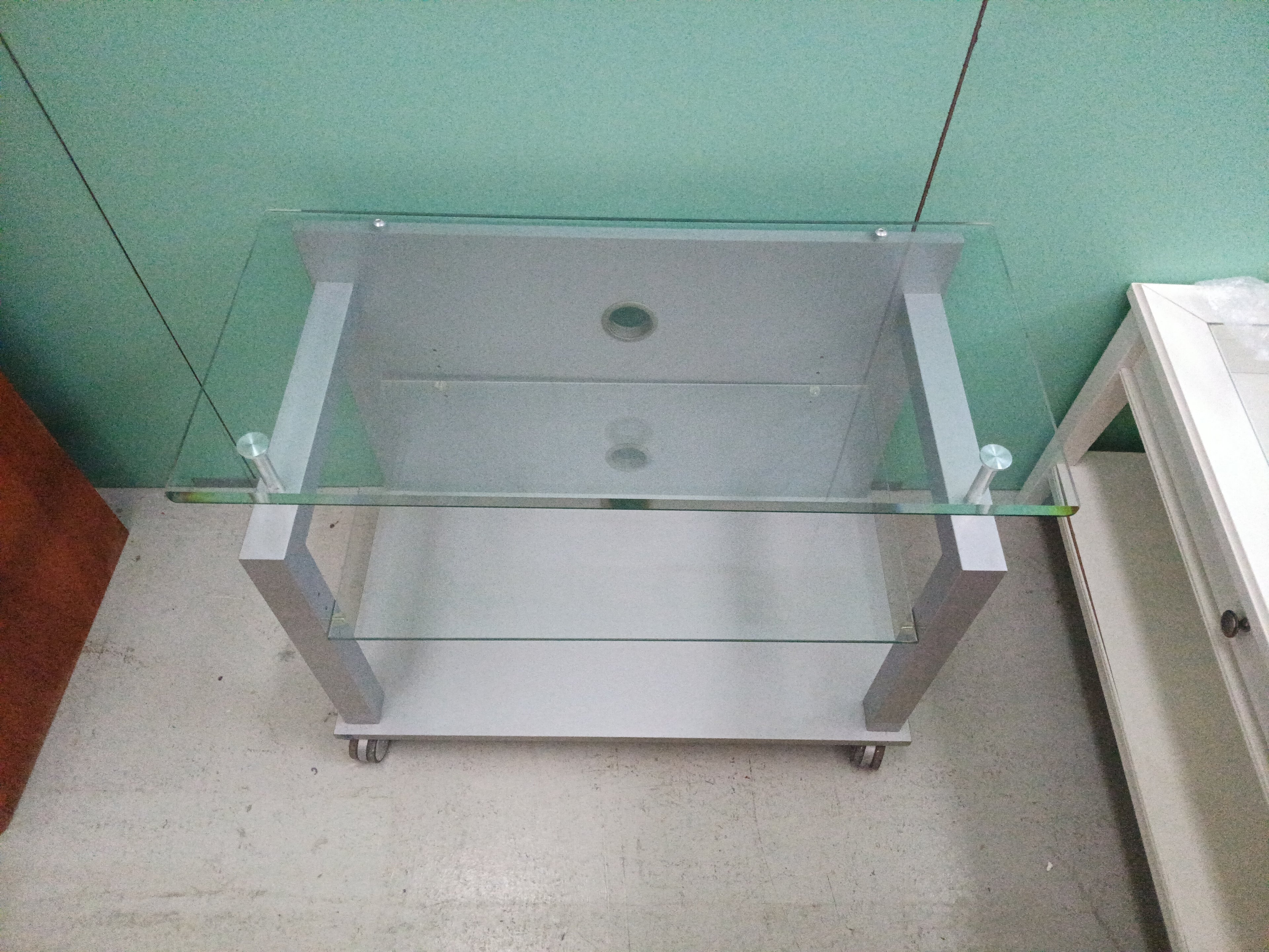 Mobiletto Porta Tv Struttura Legno/metallo 2 Ripiani Vetro Lxpxh 85x42x65